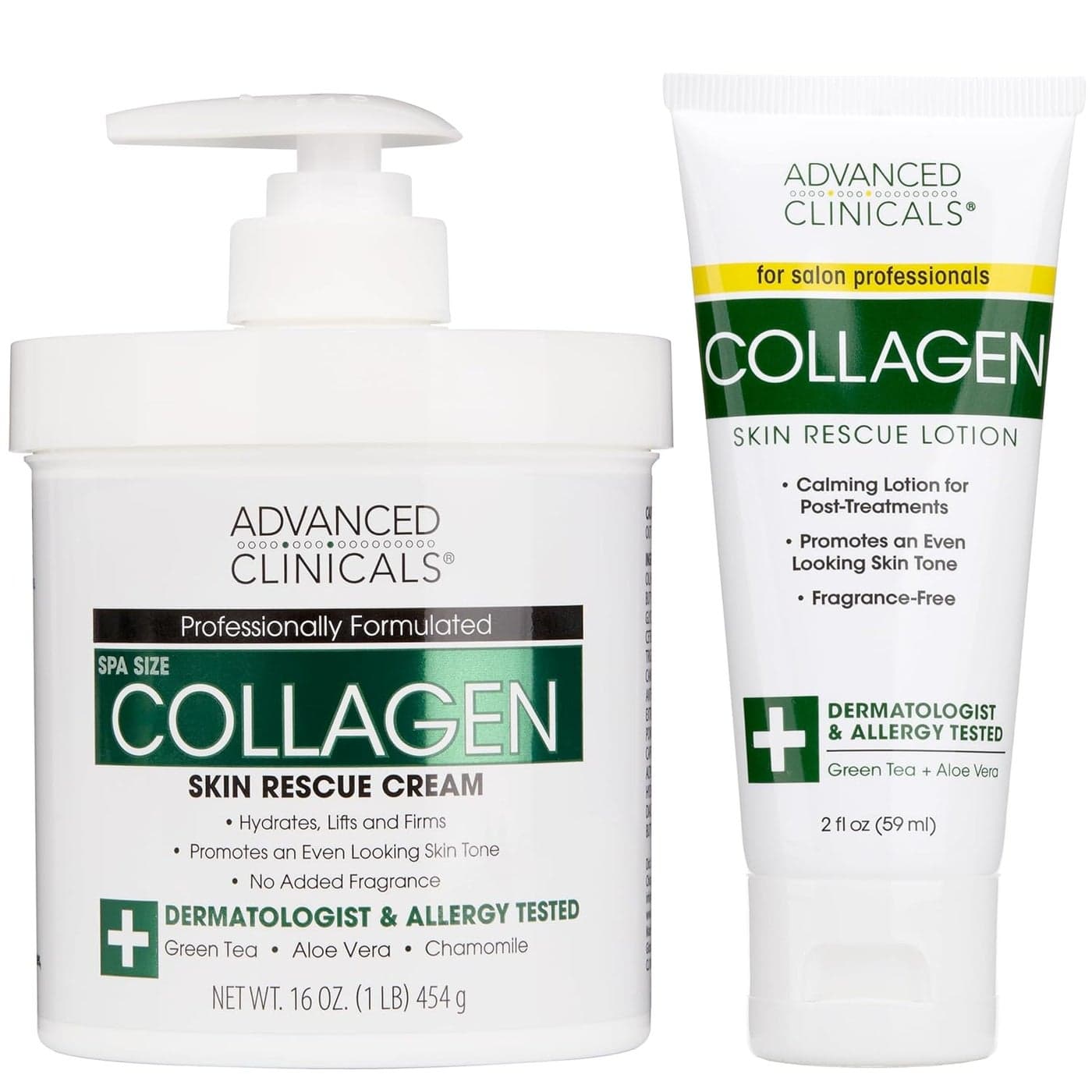 Advanced Clinicals Collagen Body Butter Moisturizer Lotion Face Cream Dry Skin Rescue Collagen Lotion Skin Tightening Cream Firming Lotion Body Skin Care Products 16Oz 2Oz Travel Size