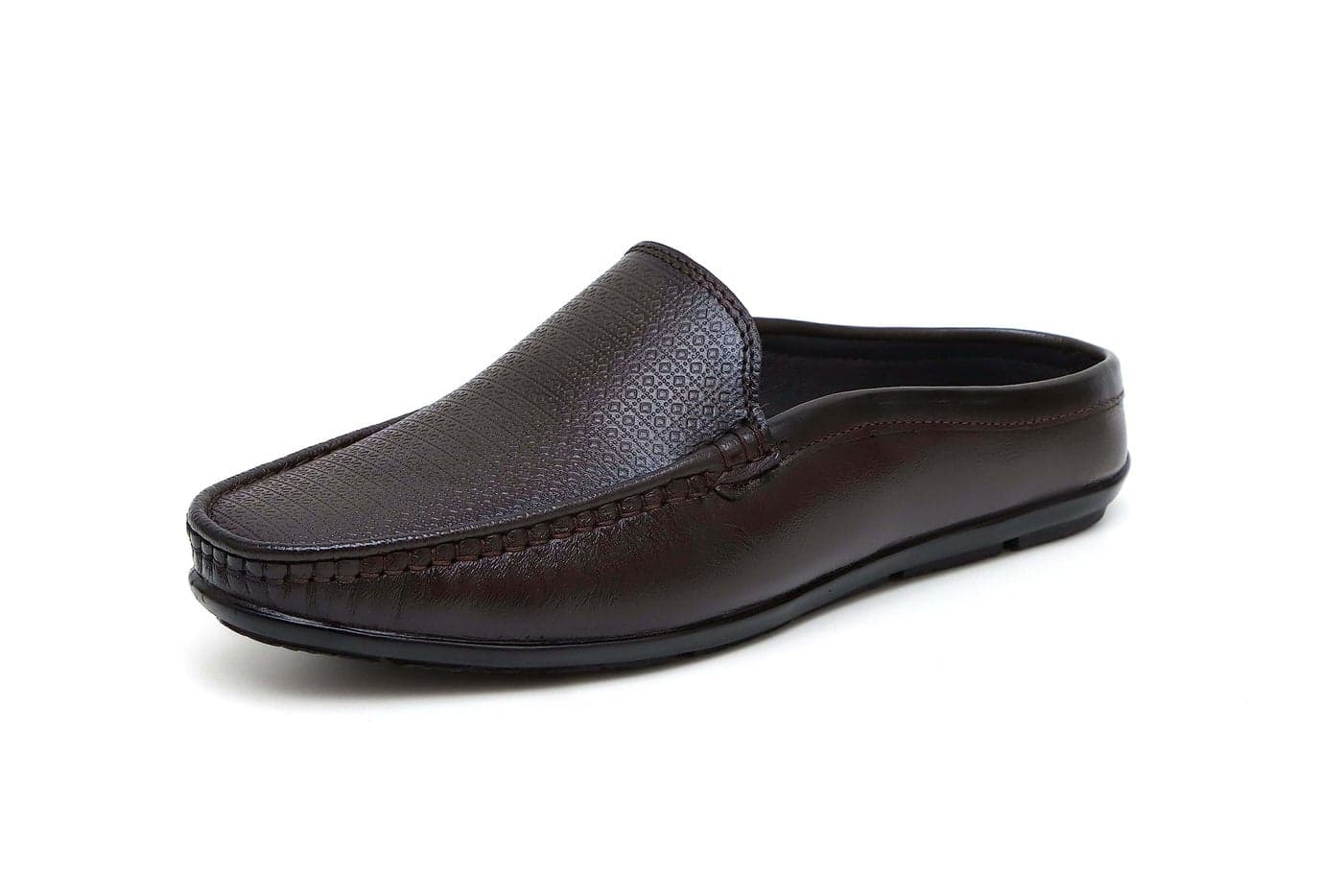 ARAMISH Men's Brown Real Genuine Leather Back Open Loafer Shoes - 8 UK