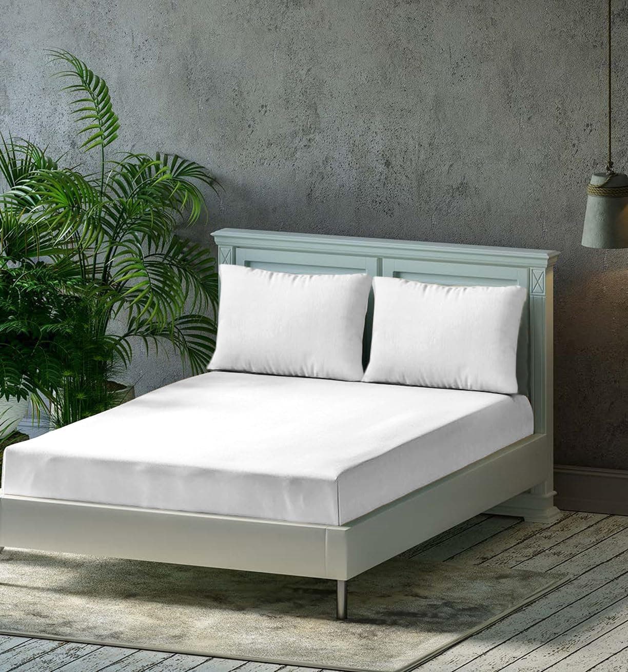 Trance Home Linen 300 TC Pure 100% Cotton | Soft Skin Safe | Breathable Queen Size Flat Bedsheets | All Season Soft Fabric | Double Bedsheet Set with 2 Pillow Covers (104x86 Inches White)