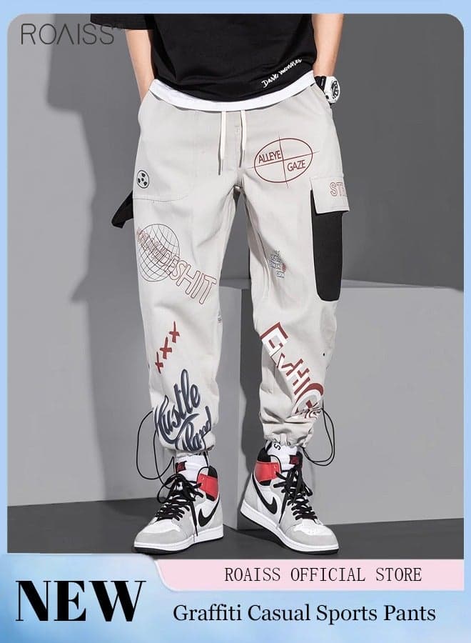 Graffiti Multi Pockets Loose Cargo Pants Fashion Oversized Hip Hop Trousers