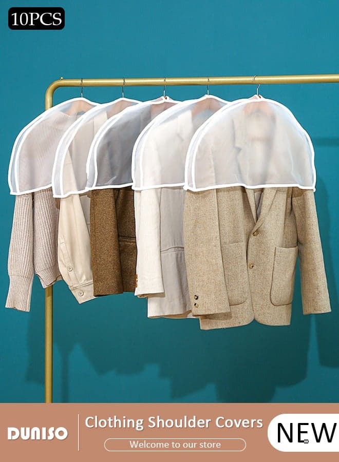 10 Pcs Plastic Clothing Shoulder Covers,Dust Cover Protectors Washable Clear Clothing Hanger Shoulder Covers Breathable Plastic Gusseted Garment Shoulder for Hanging Clothes Suit Coats