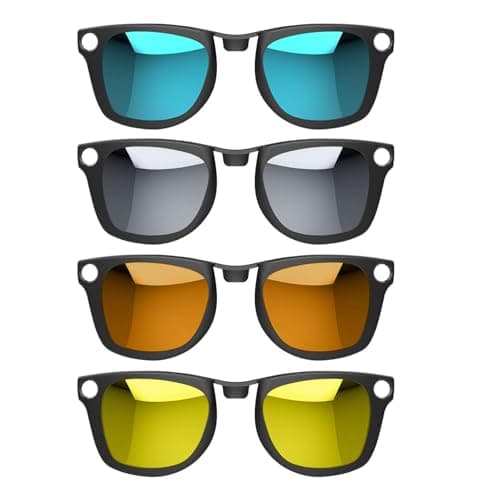 4Pcs Polarized Clip for Ray-Ban Meta Wayfarer & Gen 2 (RW4006/RW4012, M,50-22), Discoloration Clip for Meta Wayfarer Gen 2 UV Protection, Smart Glasses Polarized Lens Set (Blue+Silver+Orange+Yellow)