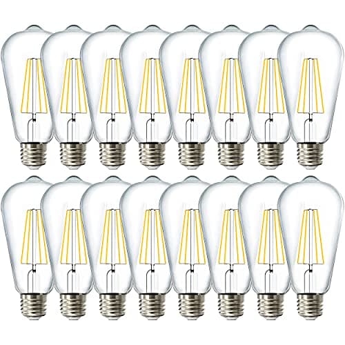 Sunco 16 Pack Edison Bulbs LED ST64, Clear Vintage Filament Waterproof Bulb, 800 LM, 8W (60W Equivalent), ST19, 4000K Cool White, E26 Medium Base, Decorative Dimmable UL