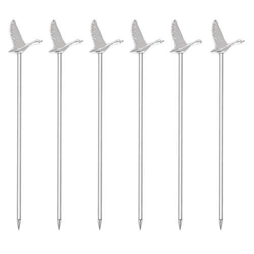 Stainless Steel Greylag Goose Martini Cocktail Picks for Fruit,Cocktail,Party,Wedding Set of 6 (Silver)