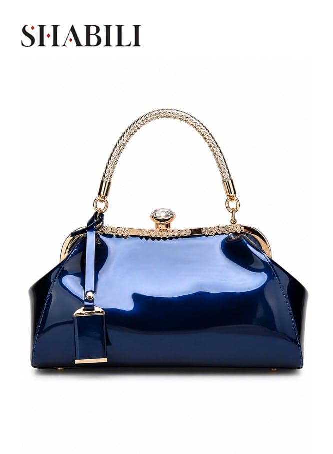 Women Elegant PU Leather Tote Cross Bags Ladies Bag, Ladies Small Shoulder Satchel Handbag with Tassel Decoration and Zipper Closure, Fashion Purse for Casual Work Evening Daily Travel Use (Blue)
