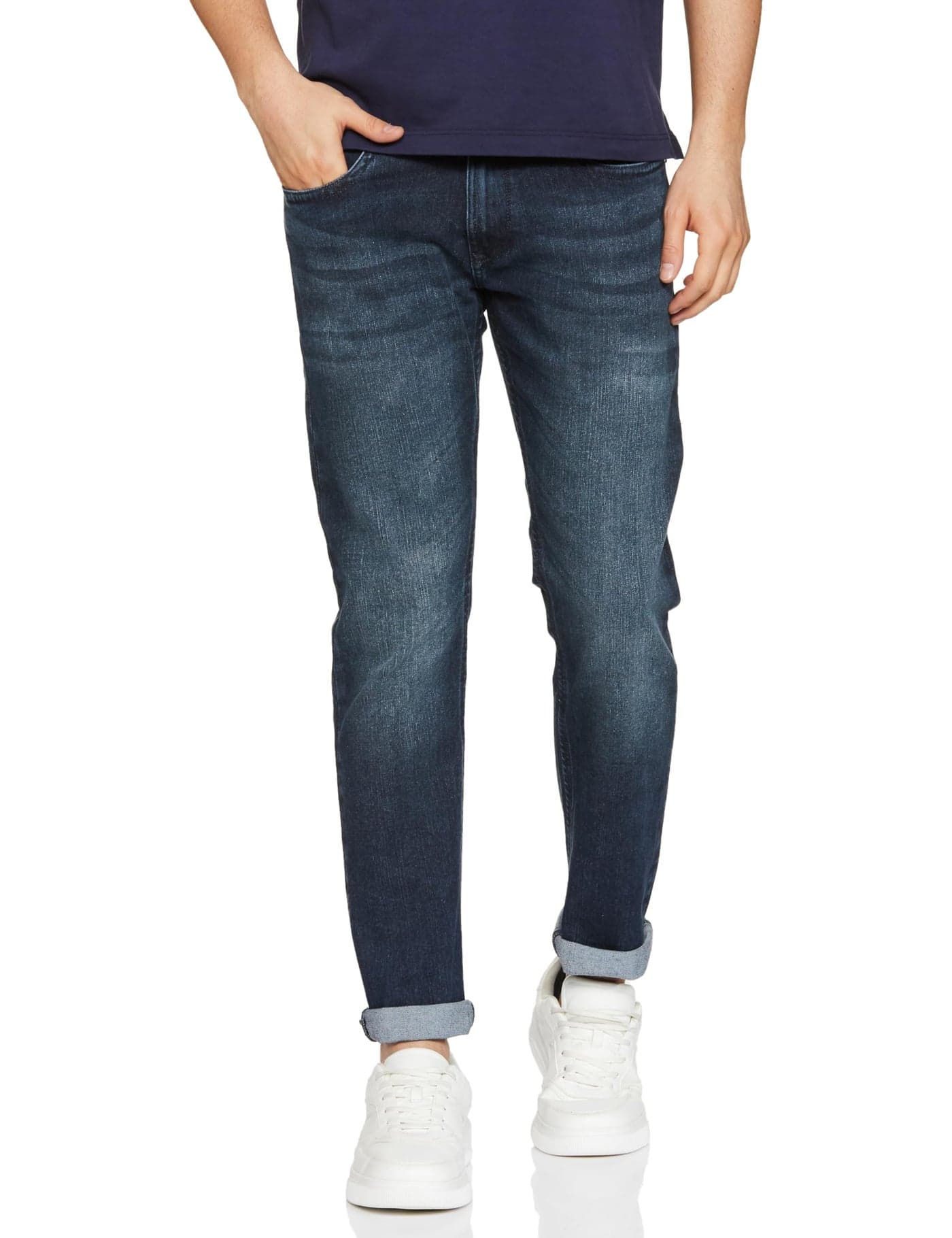 Peter England Men Blue Mid Wash Jeans