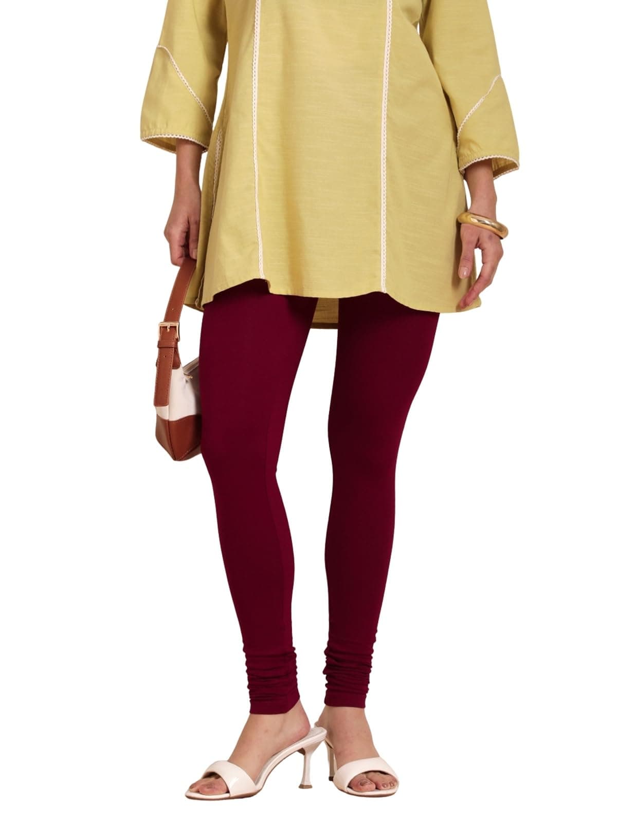 TWIN BIRDS Churidar Leggings for Women | Super Stretchable Cotton Elastane | Wide Waistband | Comfortable Daily Ethnic, Casual & Kurti Wear