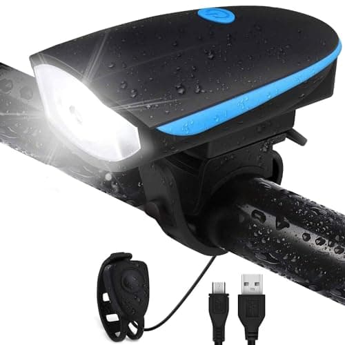 Strauss Bicycle LED Headlight with Horn | Rechargeable Front Bike Light & Horn Combo | Universal Adjustable Lamp for Cycling Safety | Horn & Headlight Functionality | 2-in-1 Device,(Blue)