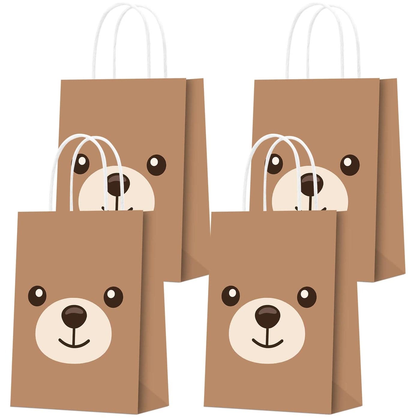 KERINGO 16 PCS Bear Party Decorations Gift Treat Bags for Baby Shower Kids Birthday Party Supplies and Decor Paper Goody Candy Snack Bags for Boys and Girls