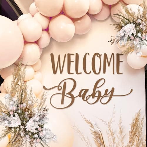 Dunzoom Baby Shower Decorations Welcome Baby Signs Welcome Babe Decal Boy or Girl He or She Gender Reveal Party Supplies for Wall Balloon Arch Backdrop