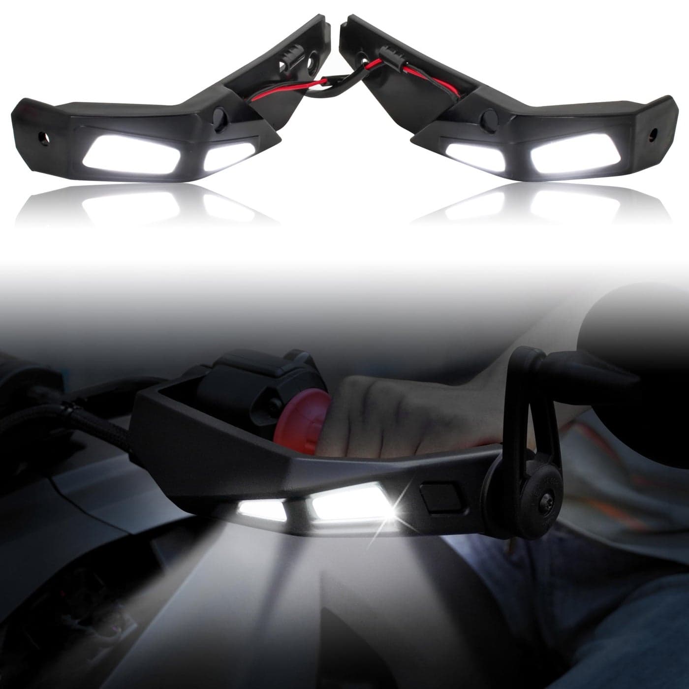 SAUTVS Handguards LED Lights for Can Am Ryker Aluminum Hand Guards LED Lights Lamps Lighting Kit for CanAm Ryker 600 900 Sport Rally All Models Accessories 2PCS Replace 219400820