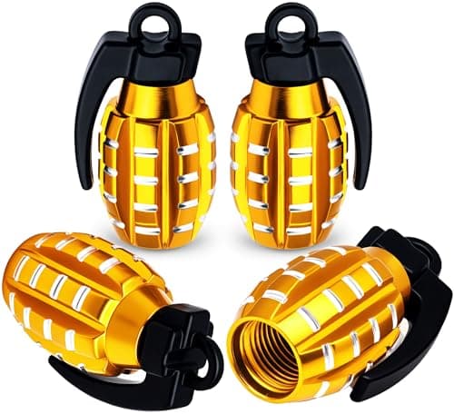 MEAJOO 4 PCS Tire Valve Stem Caps Aluminium Alloy Tire Valve Stem Covers Universal for Cars Trucks SUV Motorcycles Bike and Bicycles Gold