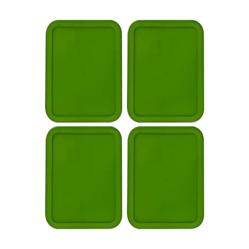 Replacement Lids fits Pyrex 3-Cup Glass Food Storage Container Bowls, (7.75 x 5.75-Inch) Plastic Rectangle Lids Covers for Pyrex 7210-PC, Airtight & Leakproof (4-Pack, Green)