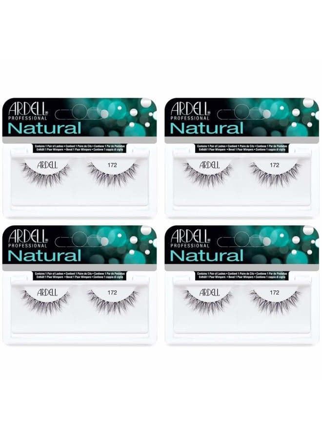 Lashes Natural 172 - Reusable, Natural Looking False Eyelashes, Long-Lasting Strip Lash for Everyday Wear, 4 Pack