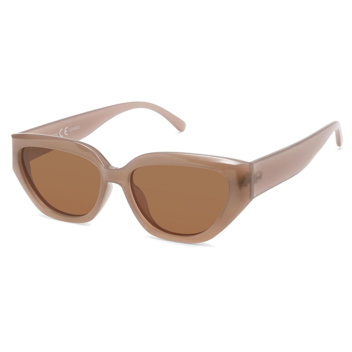 SOJOS Trendy Cute Cat Eye Polarized Sunglasses for Women Fashion Cateye Womens Sunnies SJ2237, Brown Frame Brown Lens