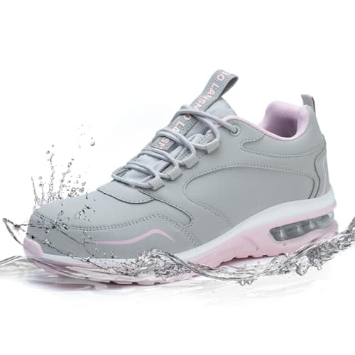 LANSNBO Waterproof Steel Toe Shoes for Women Non Slip Puncture Proof Safety Work Sneakers Comfortable Lightweight Fashion Footwear for Industrial Construction and Food Service Hui fen 385