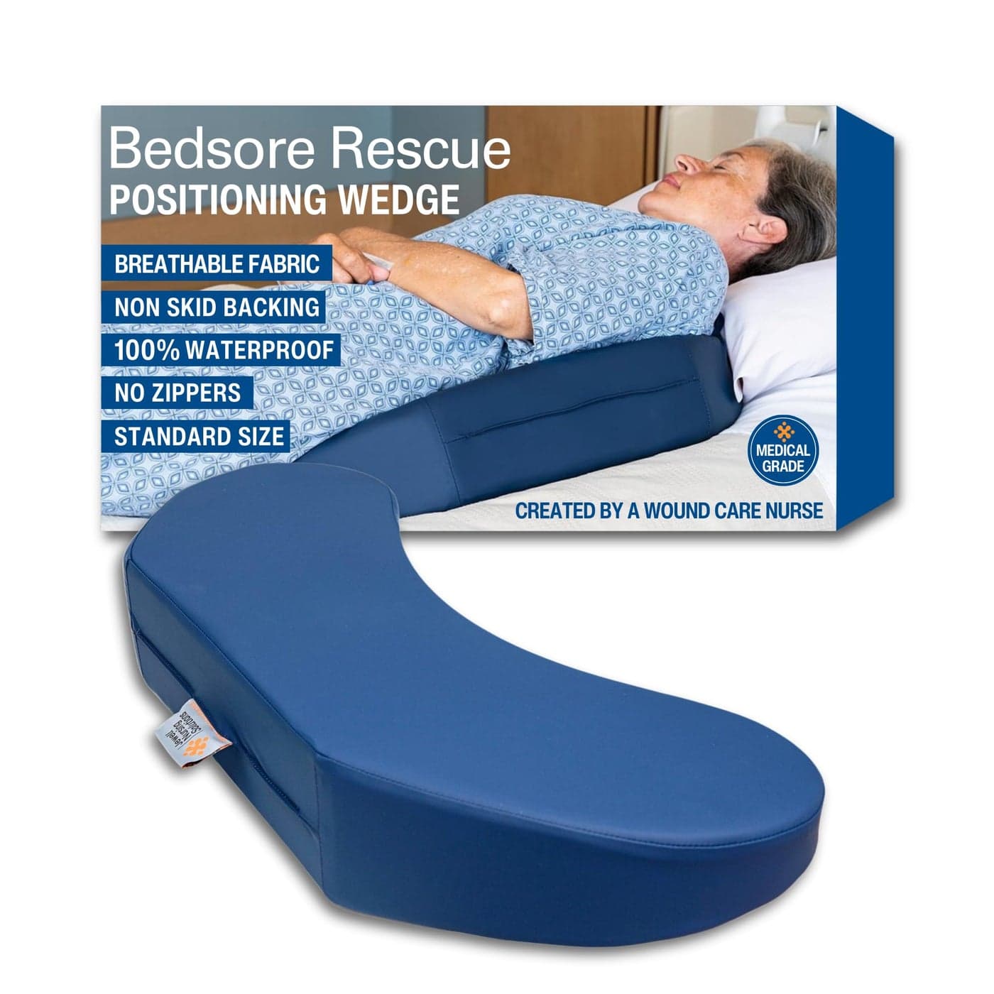 Bedsore Rescue Positioning Pillow Wedge Tailbone Sacrum Buttocks Standard Size 100250bs Hypoallergenic Moisture Proof NonSlip Turning Wedge Medical Grade Hospital to Home Made in USA