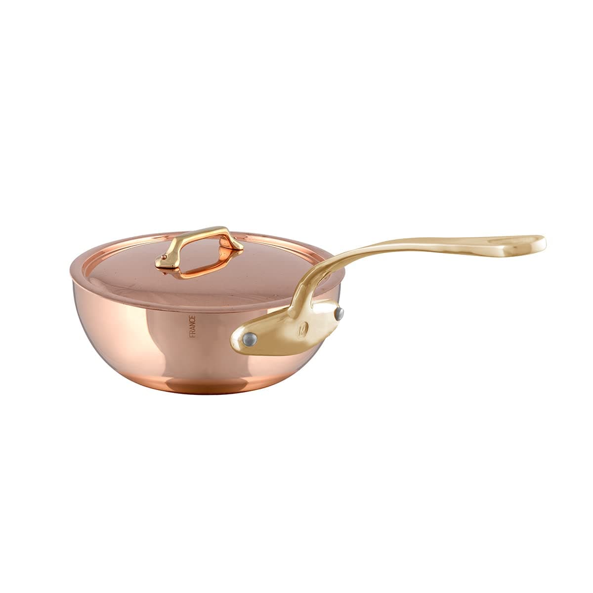 Mauviel MHeritage 200 B 2mm Polished Copper Stainless Steel Chef Pan With Lid And Brass 37qt Made in France