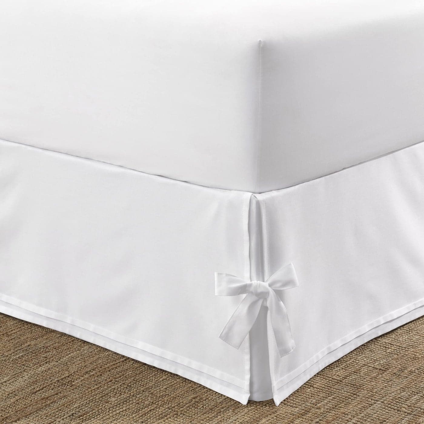 Laura Ashley Home Corner Tied Tailored Bedskirt Luxury Bedroom Decor Wrinkle Fade Resistant White Queen
