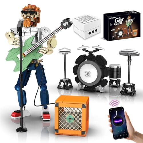 Suplanet Rock Star Guitarist Building Sets for Adults with Bluetooth Speaker Electric Guitar Singer Band Building Block Kit for Kids Music Fans The Art Integration of Music and Technology 721 PCS