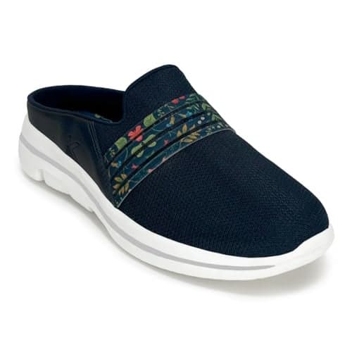 KazarMax Women Navy Floral Comfortable Lightweight Clogs | Mule -8 UK
