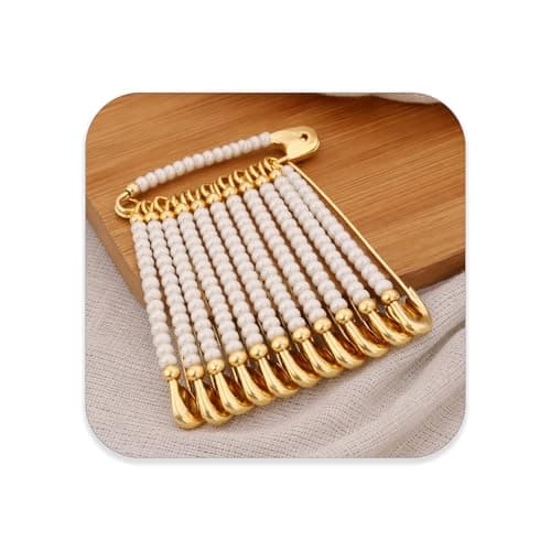 THANU'S CRAFT Stone Rose Brooch Scarfs Dupatta Chunri Coat Dress Gown Shawl Heavy Sari Pleats safety saree pins for Women - 12PCS