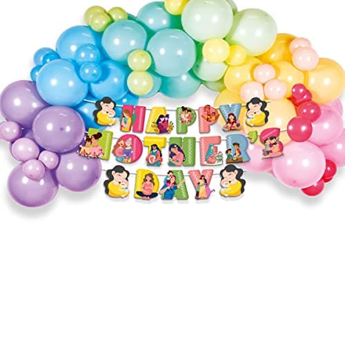 Festiko® Mother's Day Decorations Colourful Combo (51 Pcs), Mother's Day Celebration, Party Decoration Supplies (Balloons & Banner)