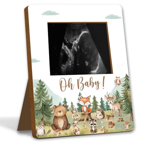 ALodr Woodland Baby Shower Decorations Woodland Baby Shower Sign Picture Frame Wild Animal Party Decor for Gender Reveal Pregnancy Milestone Keepsake Pregnancy Announcement Sonogram Photo Frames