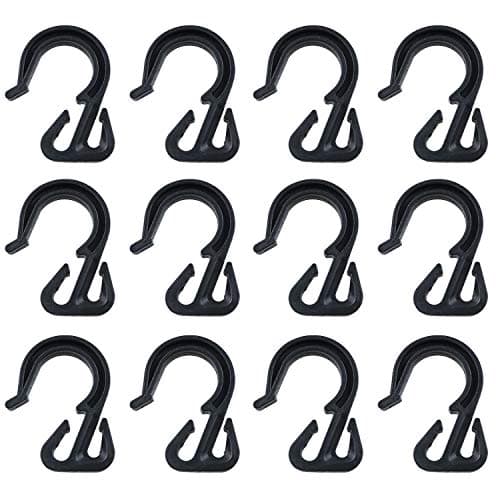 JCBIZ 12pcs 54x40mm Elastic Rope Hook Black Color Bungee Cord Hooks Reducing Drag and Vibration for Bungee Net, Cargo Net, Truck Net, Garage and General Outdoor Equipment