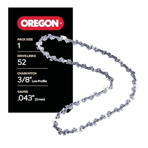 Oregon Chainsaw Chain 3/8" LP Pitch, .043" (1.1 mm) Gauge for 14 Inch Bar, 52 Drive Links – Low-kickback Replacement Saw Chain, Fits Husqvarna, Echo, Ryobi and more