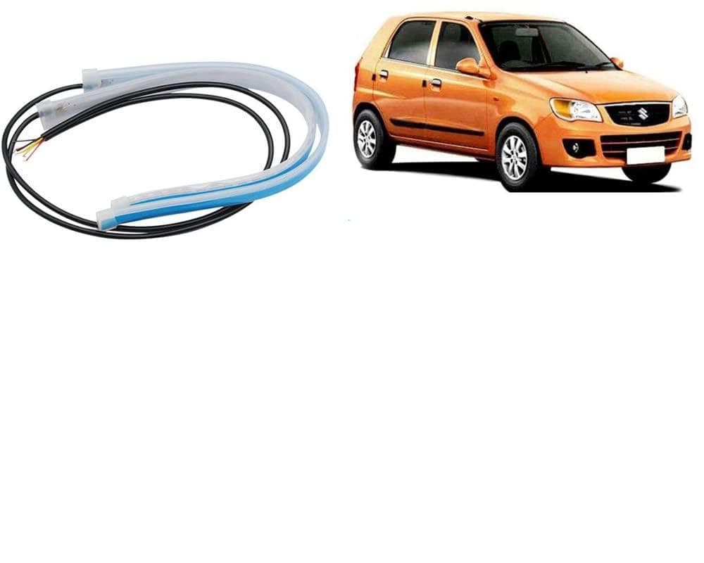 Selifaur - 2PCS 24Inch Ultrafine Waterproof Car DRL LED Daytime Running Lights White Turn Signal Yellow Guide Strip Headlight Assembly for Alto K10 Old