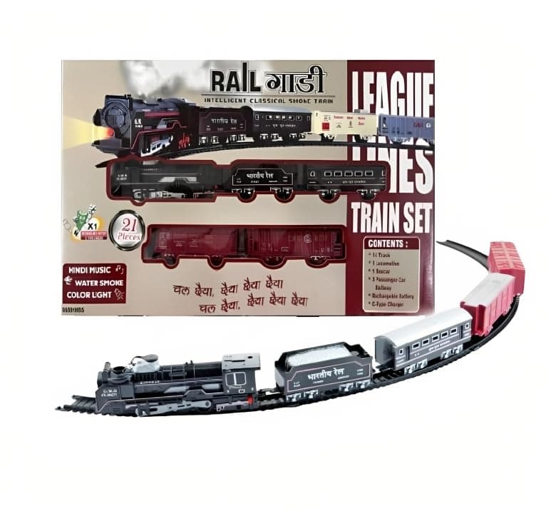 Braintastic Smoke Train Toy Set with Sound and Music (Rail Gaadi 21 pcs)