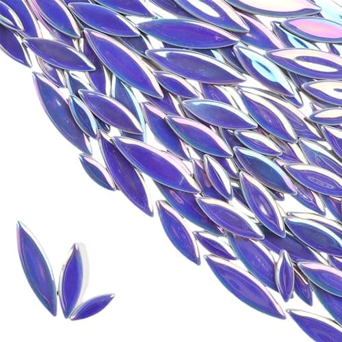 Leaf Petal Ceramic Mosaic Tiles for Crafts, 500g/1.1LB Irregular Mosaic Pieces, Petal Mosaic Tiles DIY Mosaic Making Stones for Craft Hobby Arts Wall Decoration (Iridescent Navy Blue)