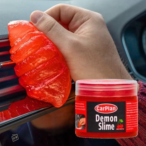 CarPlan Demon Slime 56 Oz Car Interior Cleaner Gel Putty Removes Dust Dirt for Detailing Cleaning Vents Cup Holders Keyboards Offices Hot Cherry Scent