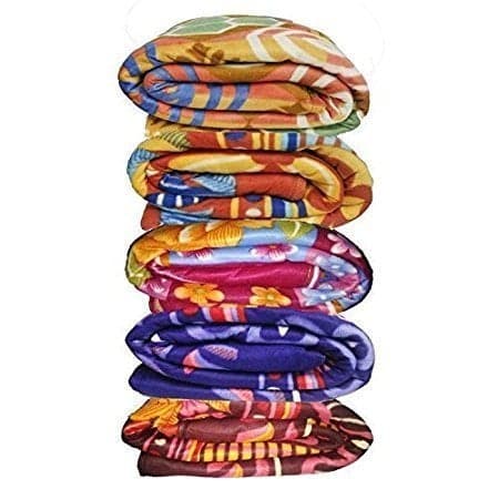 SRS Polyester Blend Light Weight Pinted Fleece Double Bed Blanket (Multicolour) Set of 5