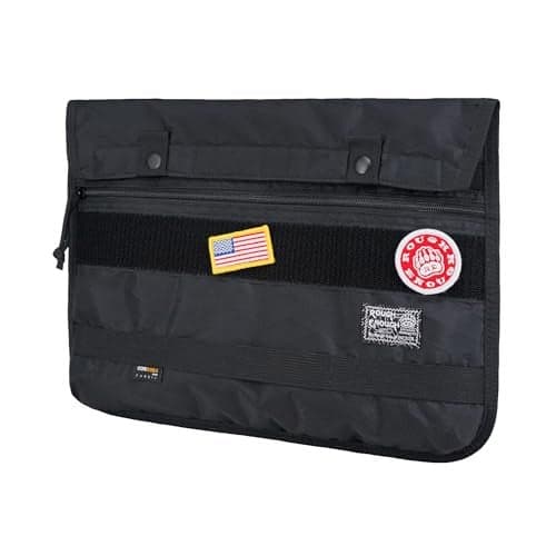 Rough Enough 14 Inch Laptop Sleeve Case Tablet Bag for Men with Tactical Molle Function for Travel Outdoor Adventures Weather Resistant Cordura Black