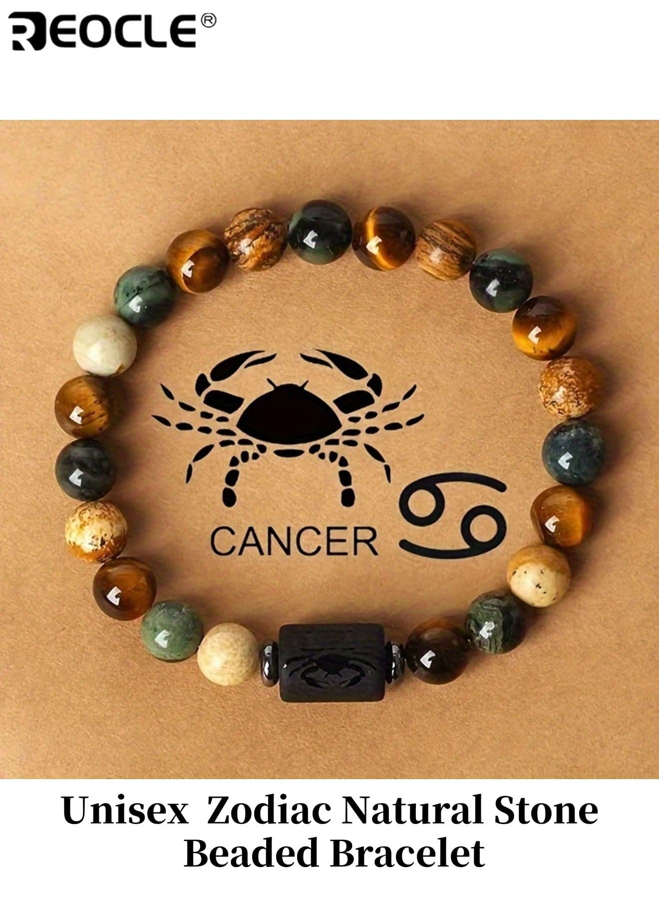 Unisex Cancer Zodiac Natural Stone Beaded Bracelet Unique Prayer Blessing Accessory Ideal Birthday Gift for Couples Friends Daily Wear Special Occasions for Men for Women for Adults