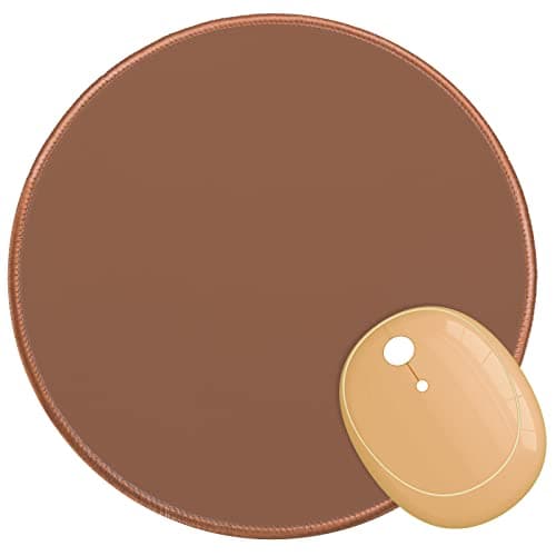 Dapesuom Round Mouse Pad, 8.7 x 8.7 Inch Premium-Textured Washable Non-Slip Rubber Base Cute Small Mouse Mat with Stitched Edge for Men Women Wireless Computer Laptop Gaming Desk Accessories, Brown