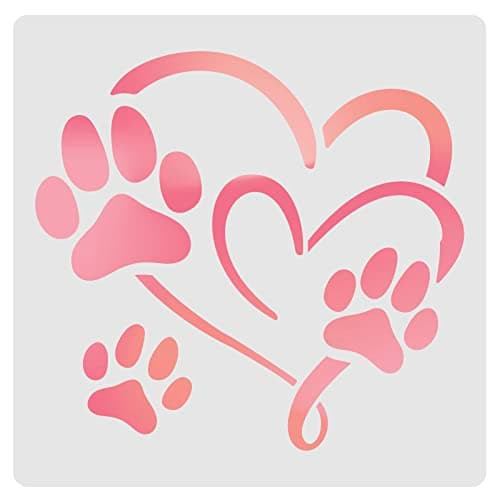 FINGERINSPIRE Footprint Heart Stencils 118x118 inch Plastic Animal Footprint Drawing Painting Stencils for Wood Floor Wall and Tile