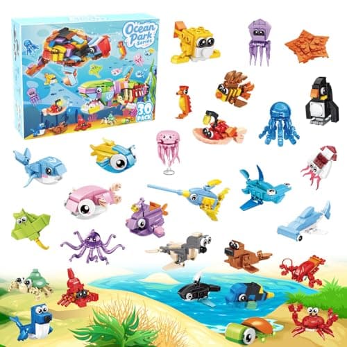 TWERF 30 Packs Ocean Party Favors for Kids 895 PCS Mini Marine Animals Building Blocks for Goodie Bag Stuffers Bulk Classroom Prizes Easter Basket Birthday Party Favors for Boys Girls Ages 6812