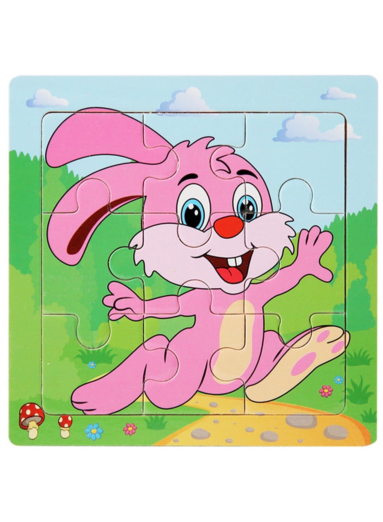 Children's Educational Wooden Cartoon Rabbit Jigsaw Puzzles Suitable Gift Bag Pack