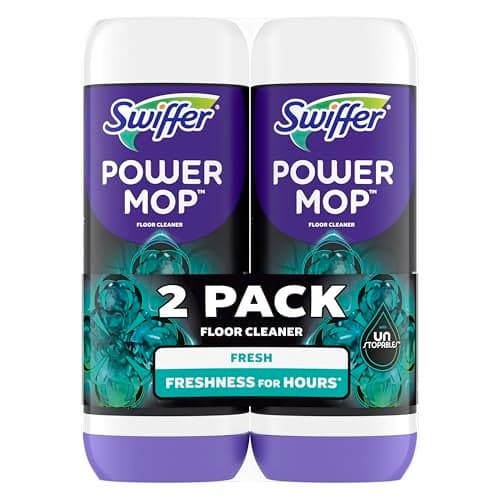 Swiffer PowerMop Floor Cleaning Solution with Unstopables Fresh Scent, PowerMop Refills, Floor Cleaner for Mopping, 25.3 fl oz, 2 Pack
