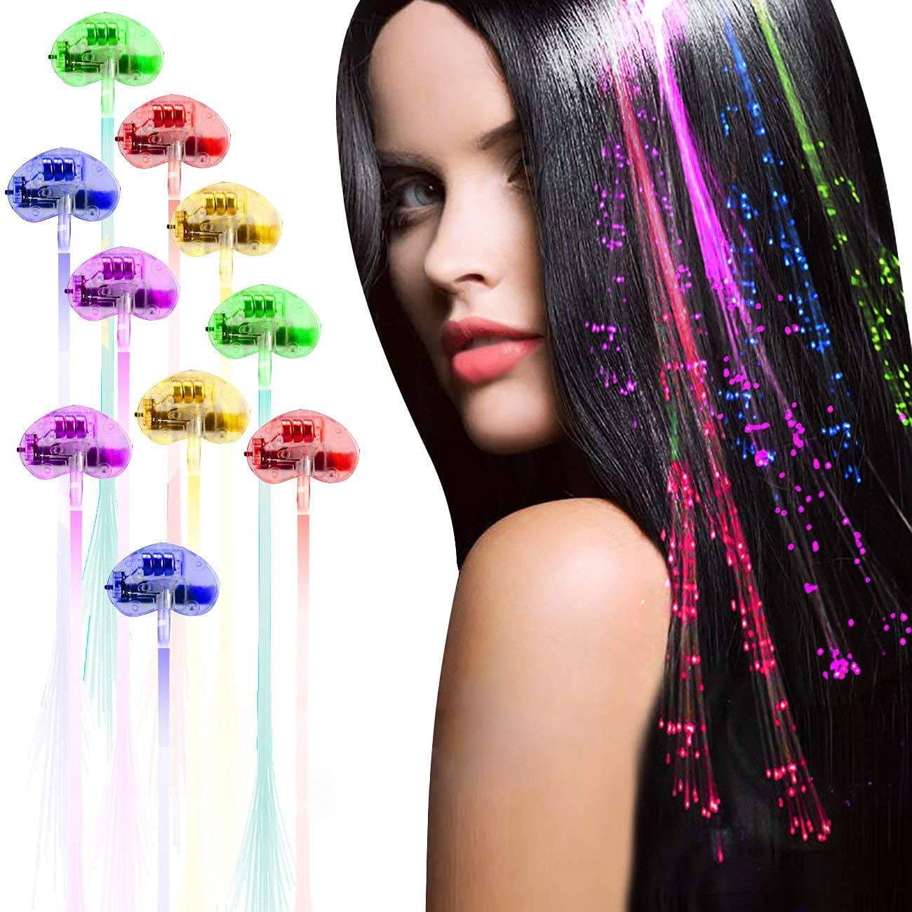 LED Light Up Hair Clips 16 Pack Glow in the Dark Party Supplies Bar Dancing Hairpin Hair Accessories Women Girls Braid Extension Clips for Festival Halloween Christmas Birthday