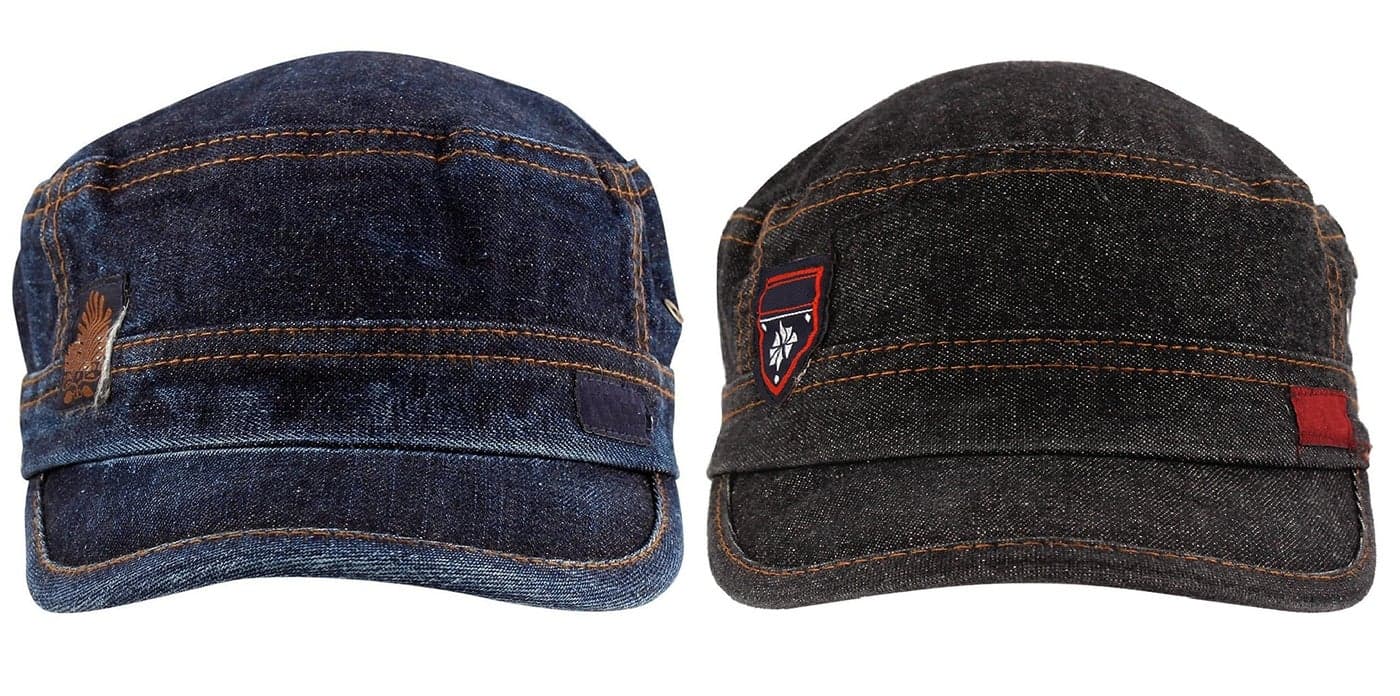 Zacharias Men's Denim Cap Pack of 2 Black & Blue