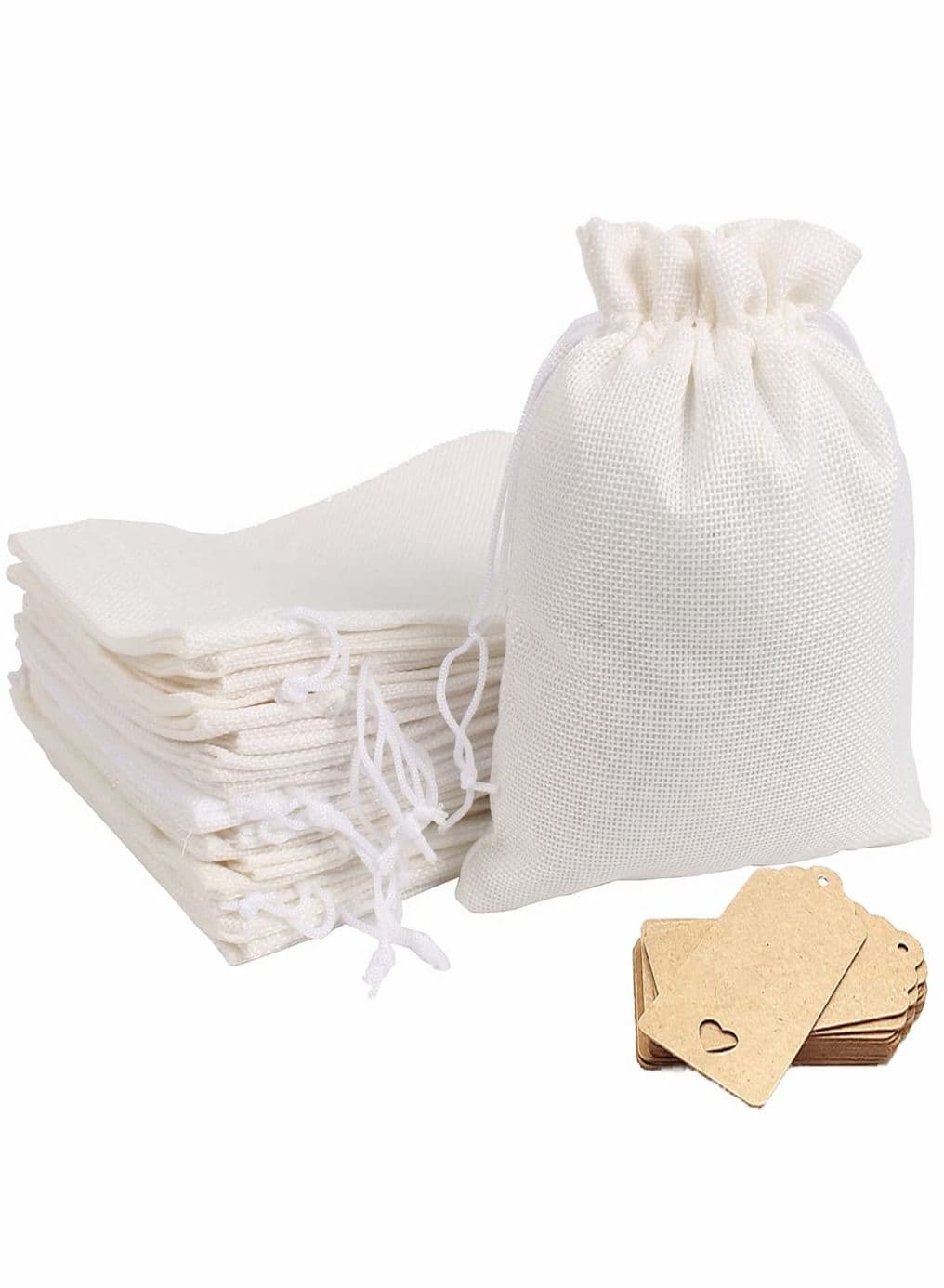 15 Pcs Gift Bags of Burlap and 15 Gift Tags with Drawstring Best for Wedding Ramadan Eid Treats or Goodie Giveaways