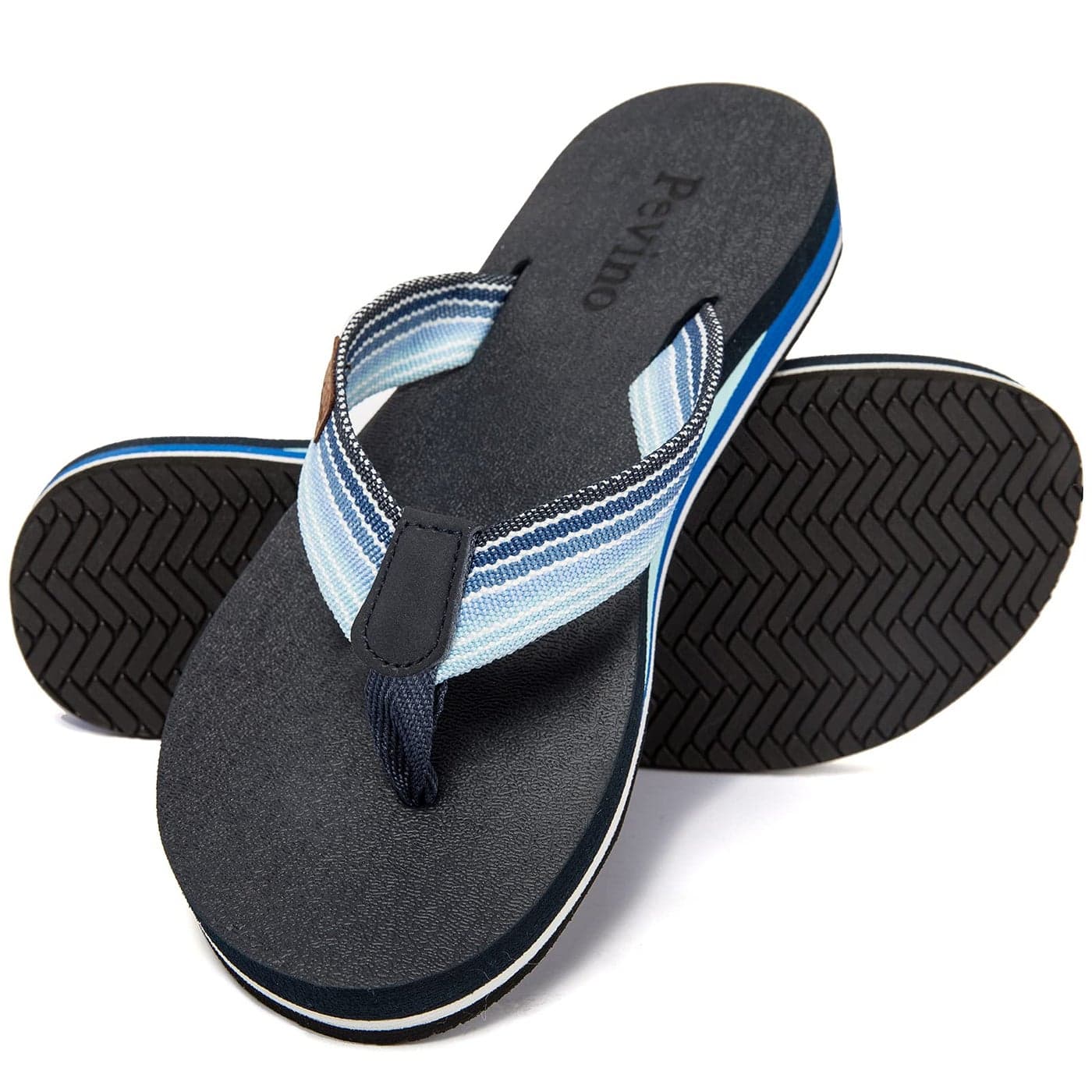 Pevino Womens Orthotic Flip Flops with Soft Waterproof Platform and AntiSlip SoleCasual Thong Sandals for WomenComfortable Beach Sandals with Arch Support for Girl Ladies BlueBlue Size 8