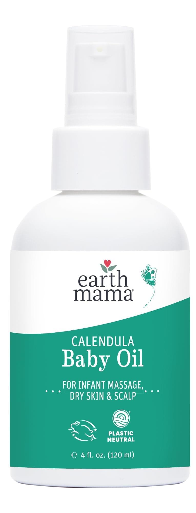 Earth Mama Calendula Baby Oil Massage Oil for Newborn Skin Care Dry Skin Scalp Moisturizer Fragrance Free 4Fluid Ounce