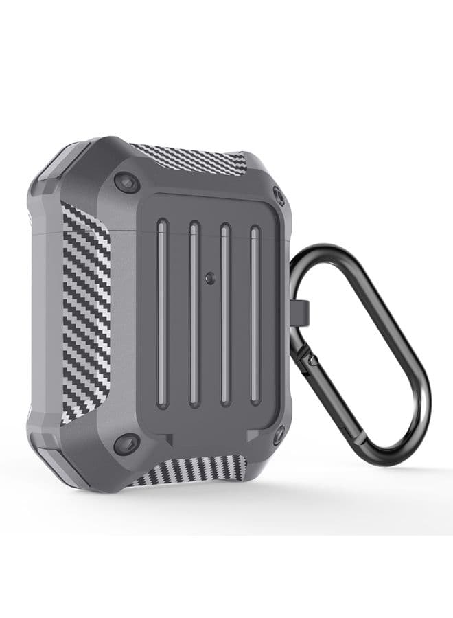 Case Cover Wireless Earphones Shockproof Carbon Fiber Luggage TPU Protective Case For AirPods 1/2 Grey