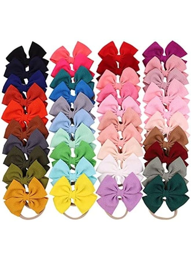 jollybows 40pcs Baby Girls Hair Bows Headband Nylon Hair Band Elastic Hair Accessories for Kids Infants Toddlers