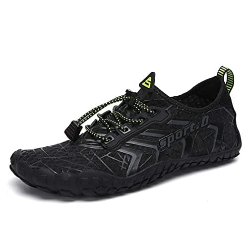 UBFEN Water Shoes Aqua Swim Shoes Mens Womens Beach Sports Quick Dry Barefoot for Boating Fishing Diving Surfing Black Color Size US 8.5 Women 7 Men